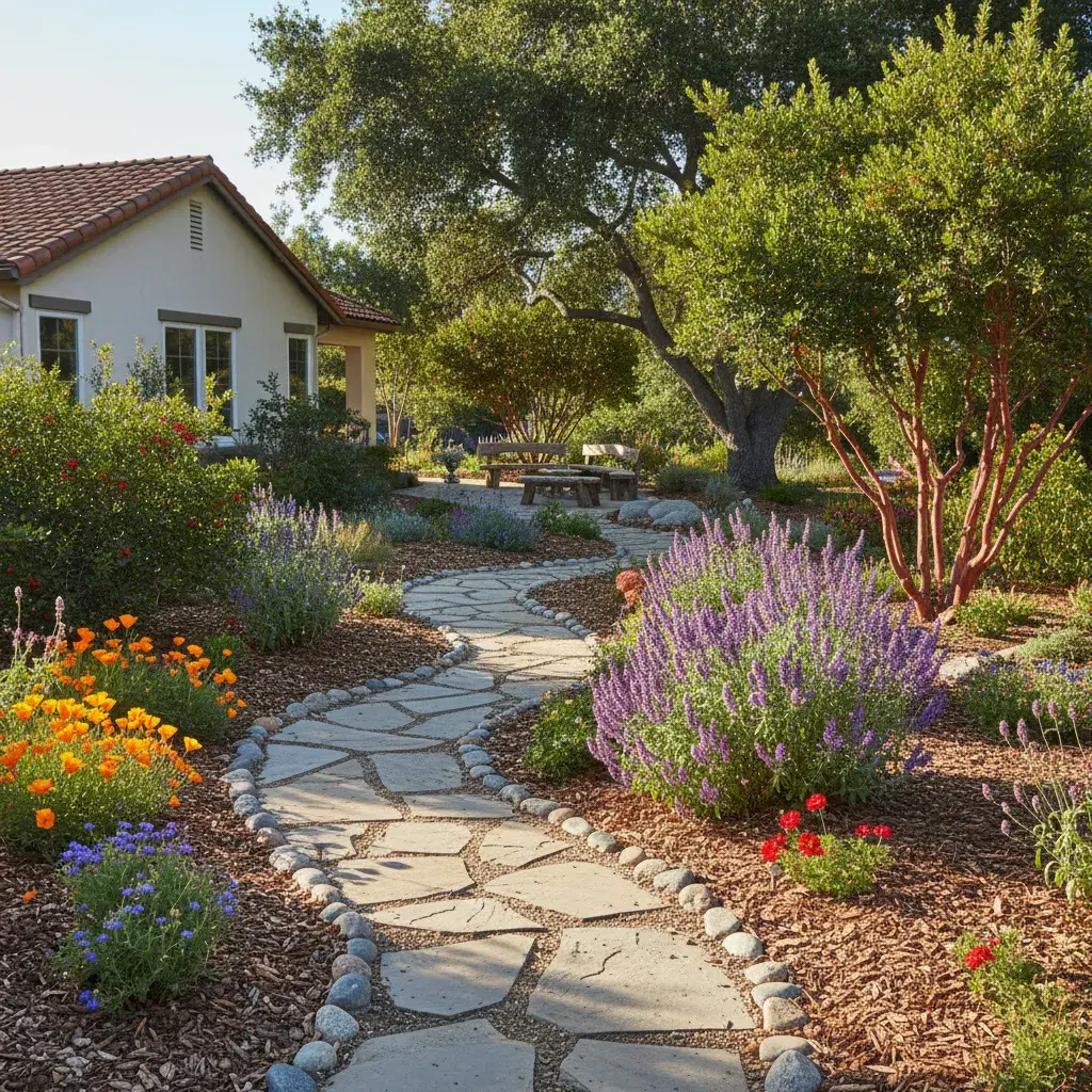 Community garden and natural landscape representing local stewardship